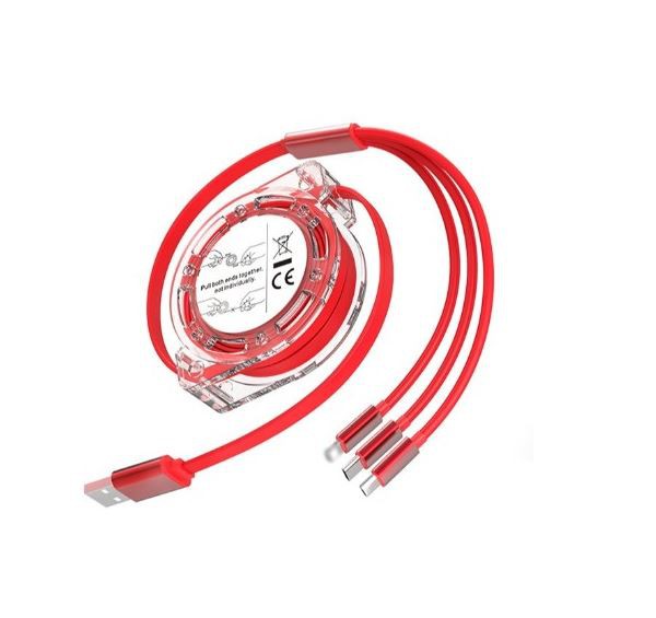 Ανασυρόμενο καλώδιο φόρτισης δεδομένων τρία σε ένα